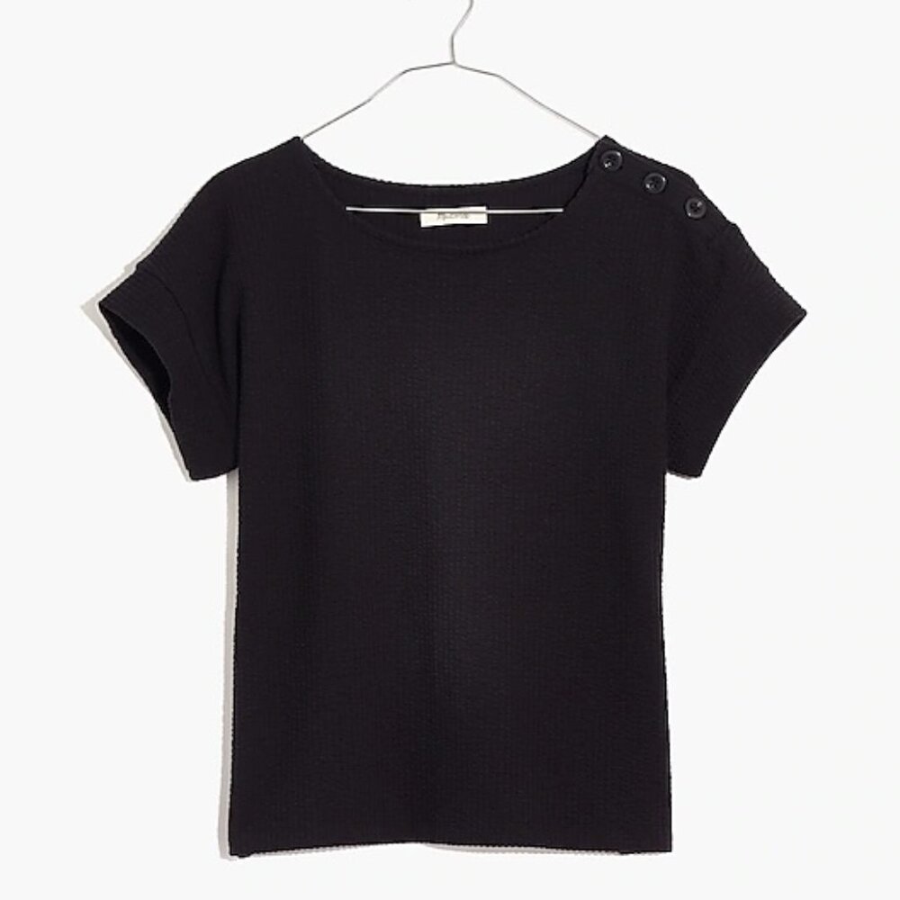 Madewell Seersucker Button-Shoulder Top - Size M